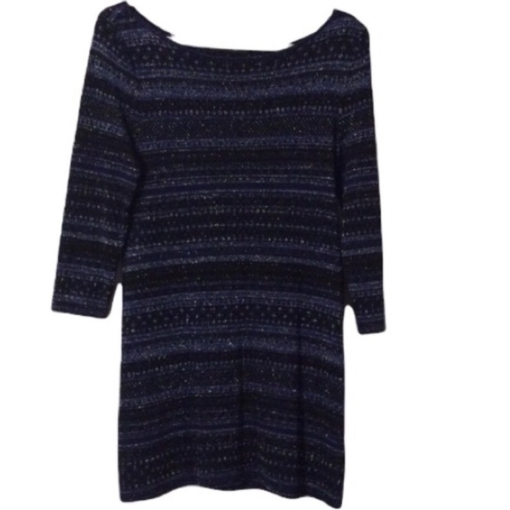 WHITE HOUSE BLACK MARKET  Dark Blue And Silver
METALLIC Thread SWEATER Dress